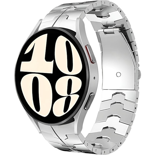 Metalremme kompatibel med Galaxy Watch 7/FE/6/5/4 Band 40/44mm, ingen huller rustfrit stålrem kompatibel med Galaxy Watch 7/FE/6/5/4 til mænd