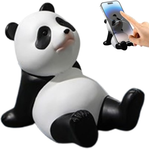 Panda Mobiltelefonställ, Pandafigurer i Resin, Mobilbas, Stabilt Bordsställ med Tecknad Pandaform, Rolig och Söt Skrivbordsdekoration Panda