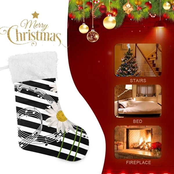Julklapp, Personliga Julklappsstrumpor 2-pack Vita Prästkragar Svart Vit Randig 45,7 cm Julstrumpor Hängande Ornament K
