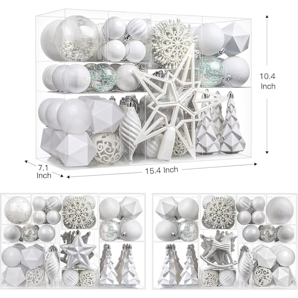 Julgransdekorationer 100 CT Baubles Ornament Set, Shatterproof Plast