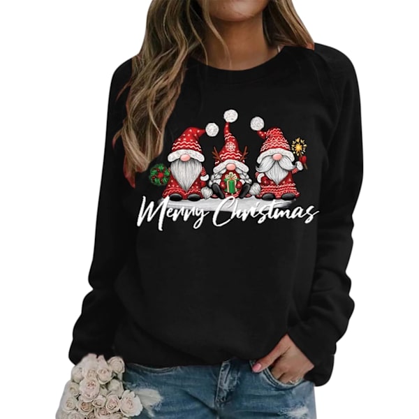 Glædelig jul print sweatshirts til kvinder lange jumpere kjole i