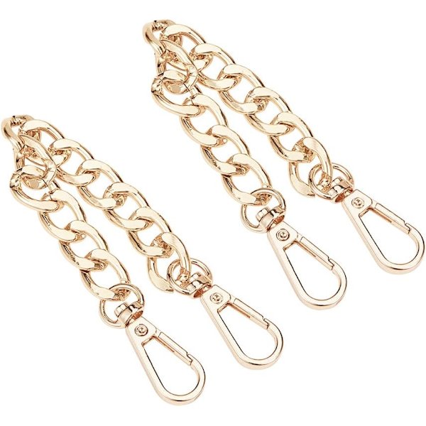 Väskaförlängare - 2-pack 7,8 tum gyllene aluminiumväska platt kedjerem med vridbara spännen