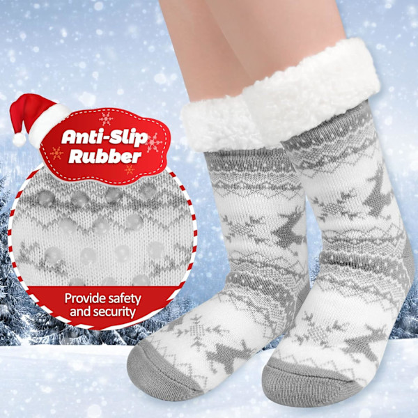 2 par dam vinter fuzzy varma mysiga fleecefodrade tofflor strumpor med