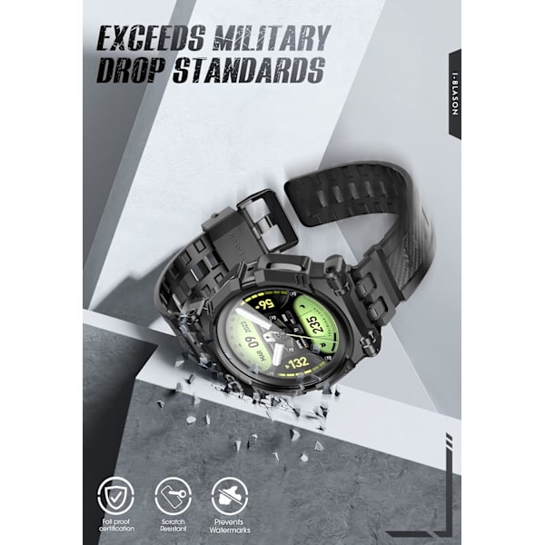 for Galaxy Watch 5 Pro Band 45mm med 2-pak herdet glass skjermbeskytter, [Militærbeskyttelse] [Magnetisk lading], Holdbar klokke