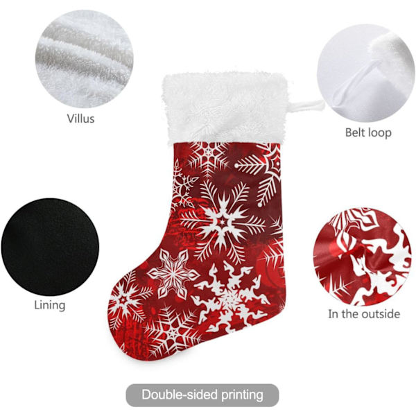 Julklapp, Personliga Julklappsstrumpor 2-pack Röd Snöflinga Jul 45,7 cm Julstrumpor Hängande Ornament Eldstad för Bygg