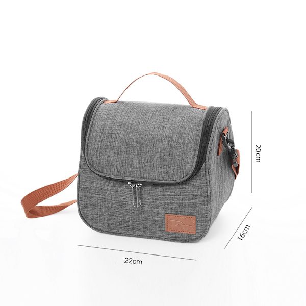 Lunchväska isolerad lunchlåda kan användas för arbete resor utomhus stor kapacitet lunchväska tjock aluminiumfolie isolerad lunchlåda Light gray Cross-body style
