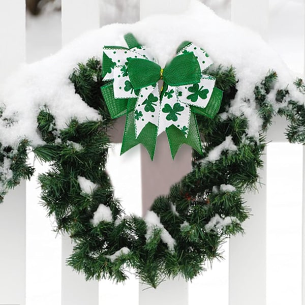 Clover Patrick's Day Krans Båge Grön Shamrock Irländsk Högtid DIY Hantverk Present