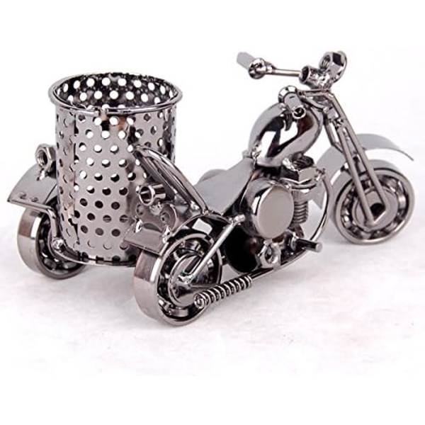 Kreativ metal blyantholder og penneholder display - Motorcykel tema skrivebordsarrangør sort