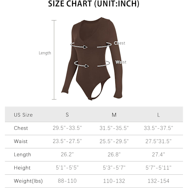Kvinnors långärmade body. V-ringade toppar jumpsuit. Slim fit casual basic