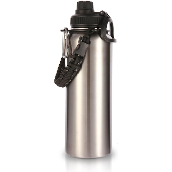 1200 ml isolerade vattenflaskor med Paracord-handtag, rostfritt stål, bred mun