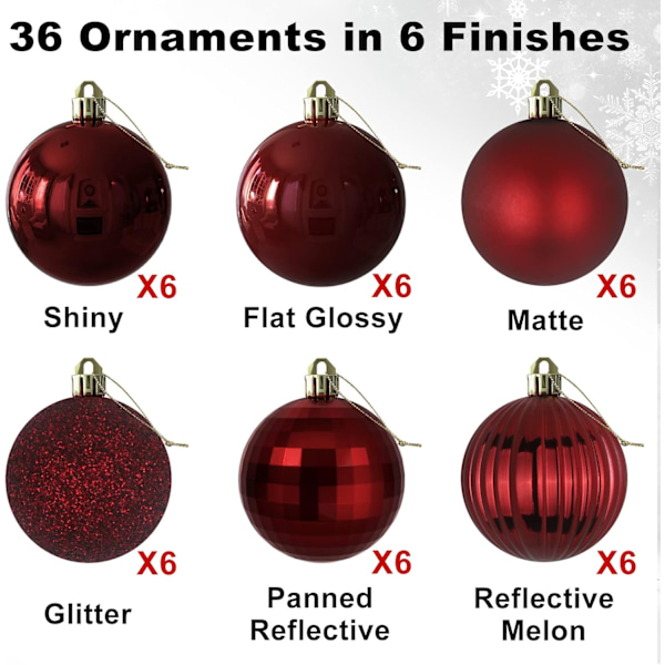 Maroon 2,5\" Julgranskulor Julgransdekorationer Shatterproof