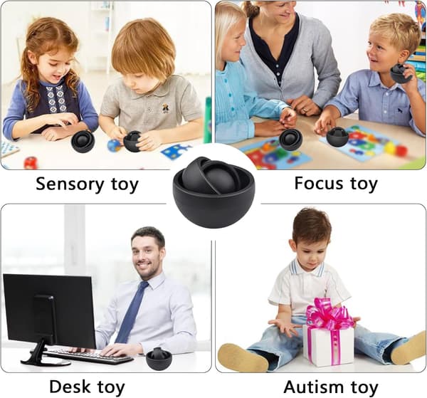 3D Infinite Flip Fidget - Stressball for ADHD - Barn/Voksne (Svart)