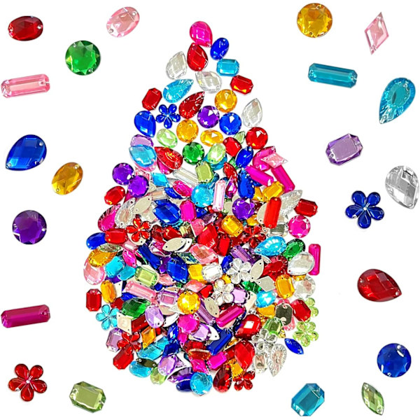 200 Multicolor Akryl Sykristaller - Plattbottnad Harts