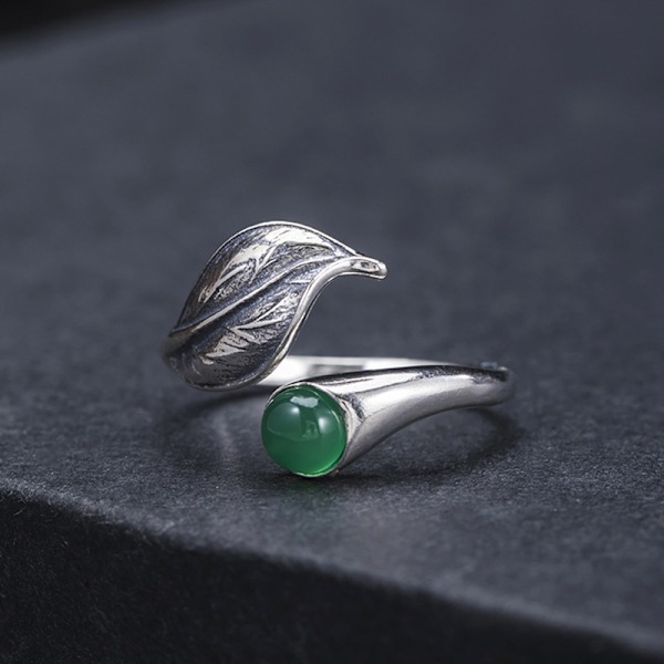 Öppen finger ring Åldrad bladring Justerbar