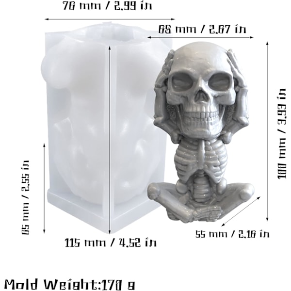 3D Kranie Lys Form Kolonne Silikoneform