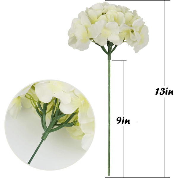 Silke Hortensia Hoveder Kunstige Blomster Hoveder med Stilke til Hjem Bryllup