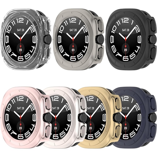 2-pak Beskyttelsesbumper Etui til Galaxy Watch Ultra 47mm, Hårdt PC Beskyttelsescover Stødsikkert Drop-Proof Bumper Bezel Shell til Galaxy Watch Ultra Sm