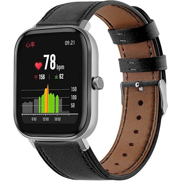 20 mm urrem i ægte læder, der er kompatibel med Amazfit Bip U