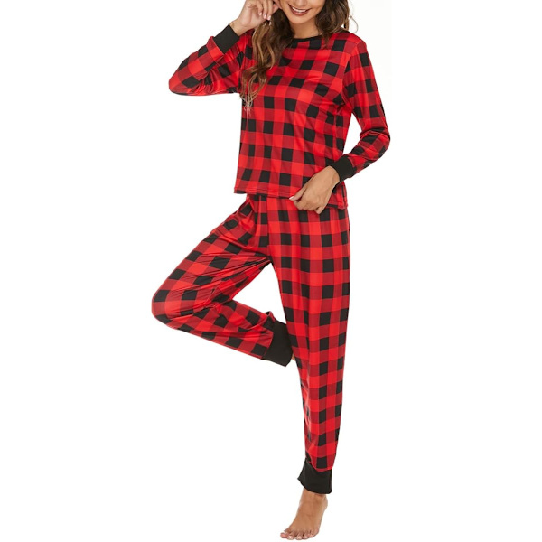 Kvinnors julpyjamas, långärmad pyjamas set, tvådelad sovkläder,