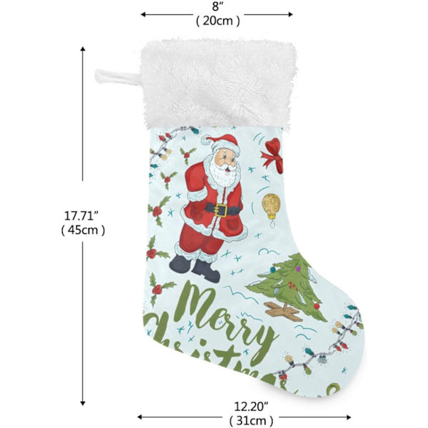 Julklapp, Personliga Julklappsstrumpor 2-pack Nyår Jultomte med Julgran 18 tum Julstrumpor Hängande Ornament K