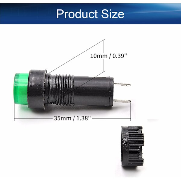 8 st 110V Od 10Mm\\/0,39\" grön plast LED-indikator