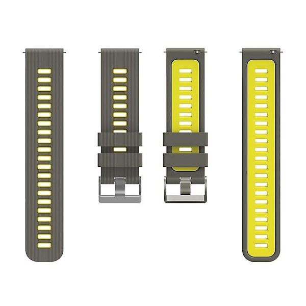 20mm Silikonsportband för Samsung Galaxy Watch6 40/44mm/Watch 4/5 40/44mm /5 Pro 45mm Tvåfärgad Grey  Yellow