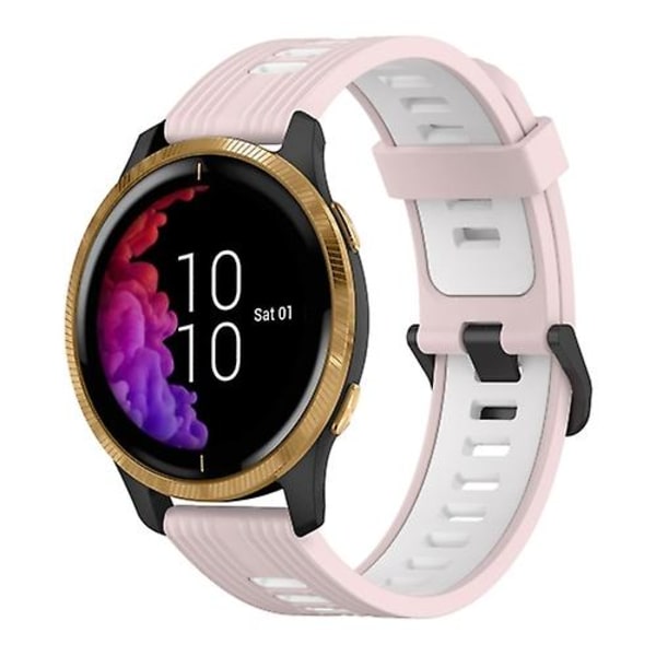 För Garmin Venu 20mm Vertikalt Mönster Tvåfärgat Silikon Armband OWN Pink-White
