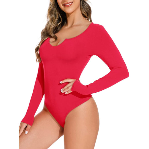 Kvinners Sexy Cut Out V-hals Lang Ermet Slankende Thong Bodysuits Topper Jumpsuit