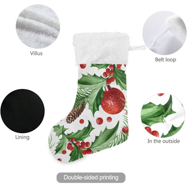 Julklapp, personliga julklappsstrumpor 2-pack Jul Mistelbär, kulor, kottar, stjärnor 45,7 cm Julstrumpor Hängande O
