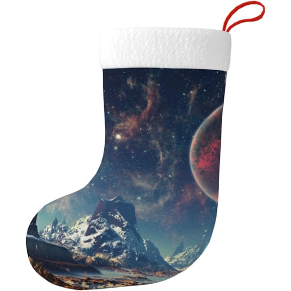 Planet Jul Dekoration Strumpor - Hållbara, Färgglada och Roliga Festliga Dekorationer Julstrumpa Kamin Ornament Xmas Strumpa Present