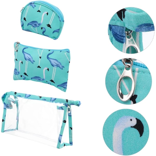 3 sæt opbevaringsposer Rejse toilettasker Bærbar toilettaske Rejse make up taske Klar makeup pung Klar toilettasker Organizer tasker til rejser