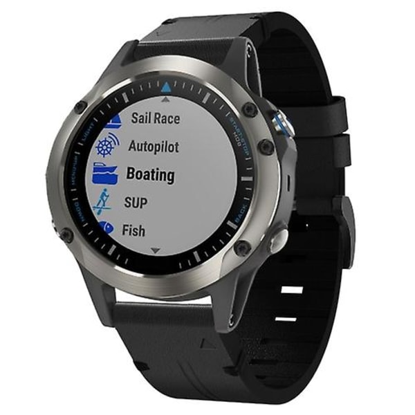 Til Garmin Quatix 5 Sapphire 22 mm læder stålspænde urbånd UXY Black