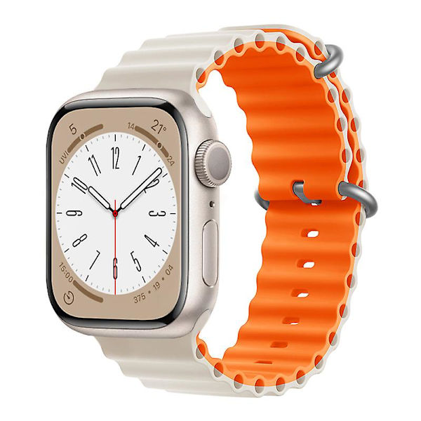 Ocean Armband för Apple Watch Band 44mm 40mm 45mm 41mm 49mm 42mm 38mm Smartwatch Silikon Rem Iwatch Ultra Serie 7 6 3 Se 8 45-Starlight-orange 38 40 41mm