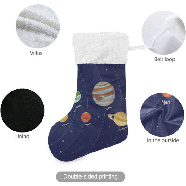 Julklapp, Personliga Julklappsstrumpor 2-pack Galaxy Cosmos Universum 45,7 cm Julstrumpor Hängande Ornament Kamin för Träddekoration