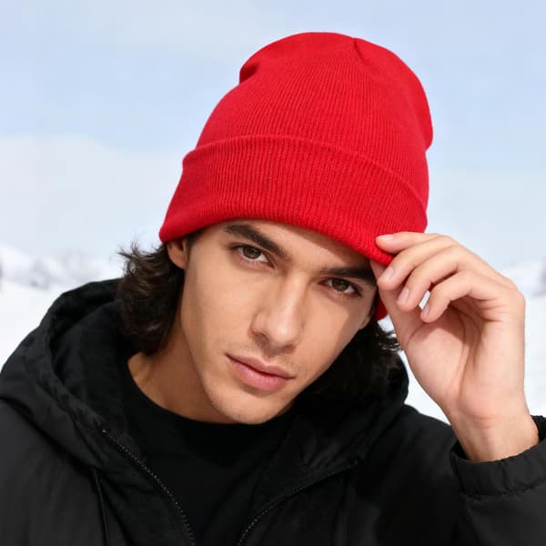 wxsp Mössa för Män Kvinnor Unisex Stickad Uppvikt Enkel Vintermössa Hattar Skull Cap Röd One
