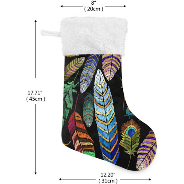 Julklapp, Personliga Julklappsstrumpor 2-pack Boho Regnbåge Fjäder Aztek 45,7 cm Julstrumpor Hängande Ornament Eldstad för Bygg