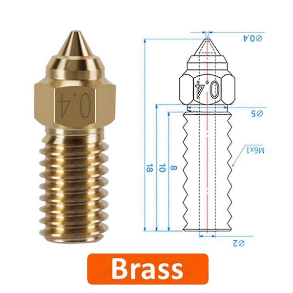 10 st 3D-skrivarmunstycken Premium mässing 3D-skrivarmunstycken - 0,4 mm MK8 Härdad extruder