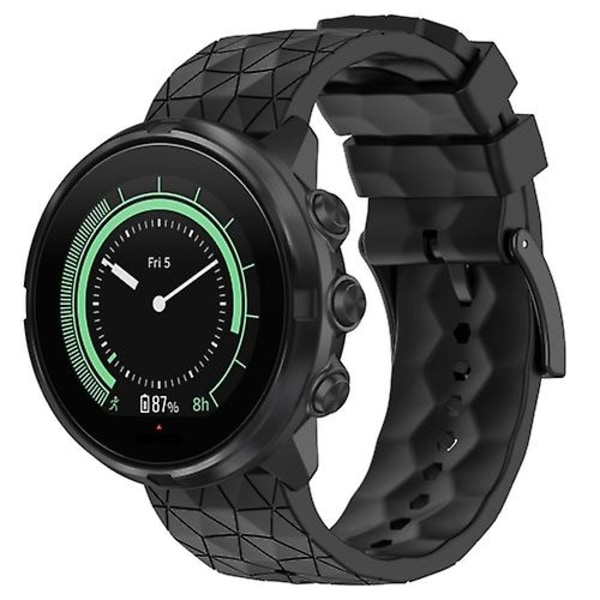 For Suunto 7 24mm Fodboldmønster Silikone Solid Color Watch Band BEZ Black