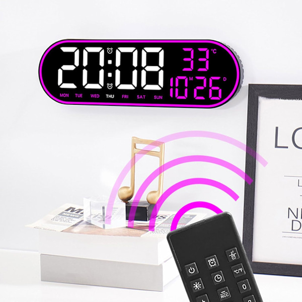 LED Digital Väggklocka med Timer Datum Vecka Temperatur Visning för Studenter, Kontor, Resor Användning Lätt Se H H