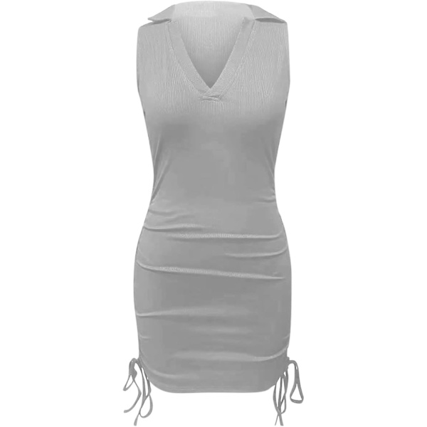 Solid Turndown Krage Wrap Klänning Sexig Ärmlös Klänning för Kvinnor Turndown Krage Wrap Klänning
