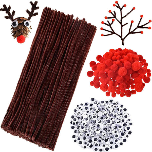 900 stk Renar DIY Craft Set - Brune Pipe Cleaners og mer