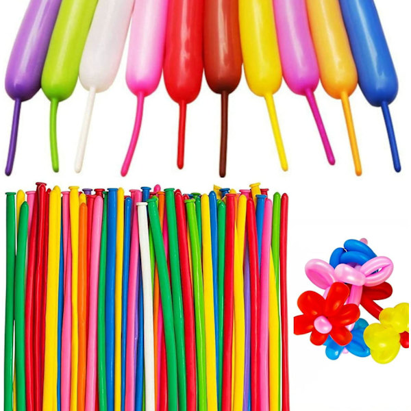 260 lange ballonger, 100 stk Premium Quality Pastell Latex Twisting