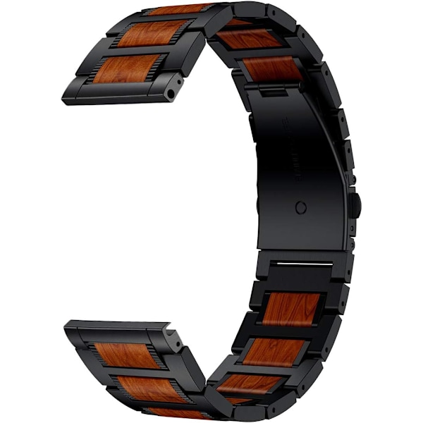 Kompatibel med Galaxy Watch 7/6 Classic 47mm/43mm/40mm/44mm Band, 20mm Wood Red Sandalwood Metal Strap Kompatibel med Garmin Venu/Vivoactive