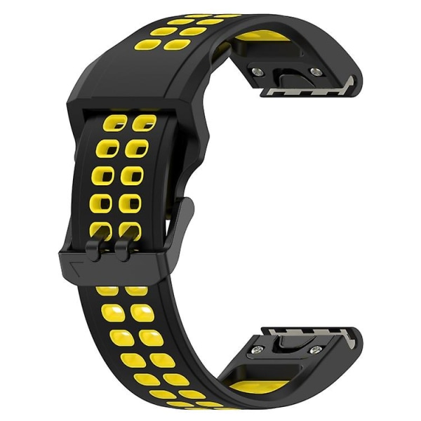 Til Garmin Enduro2 / Tactix7 26mm Omvendt Spænde To-farvet Silikone Urrem PWV Black Yellow