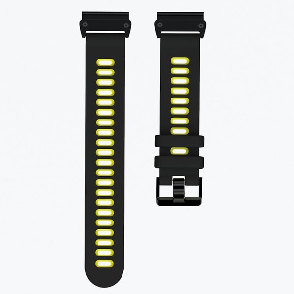 Til Garmin Fenix ​​6 To-farve Silikone Strap Watch Band NSI Black Yellow