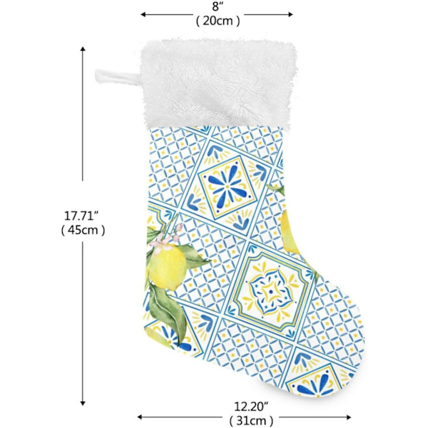 Julklapp, Personliga Julklappsstrumpor 2-pack Lemon Boho Limin 45,7 cm Julstrumpor Hängande Ornament Kamin för Träddekoration