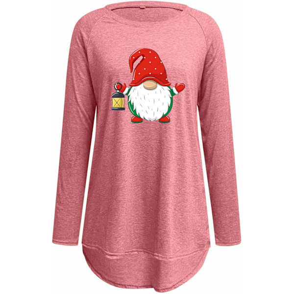 Juletrøjer til kvinder. Dame Elk Graphic Print Langærmede T-shirts