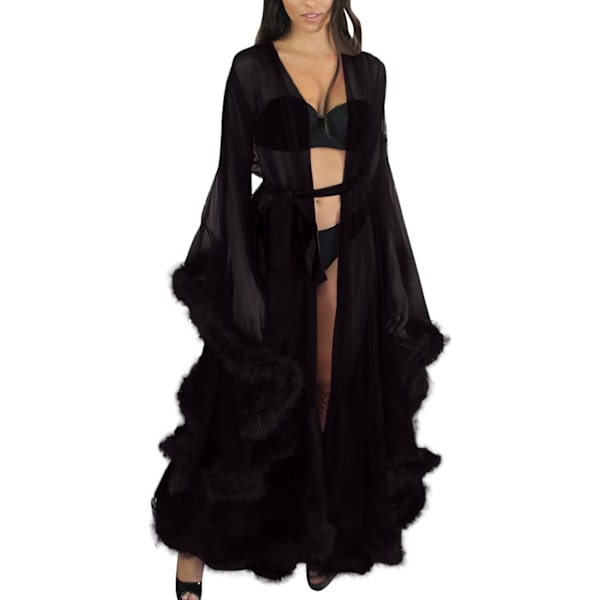 Plus Size Lingeri til Kvinder 2022 Kvinder Mode Sexet Tulle Robe Lang Lingeri
