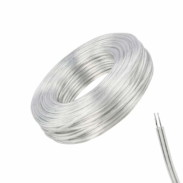 10M 28AWG Elektrisk Ledning, 2-leder Transparent PVC-kabel (3MM)