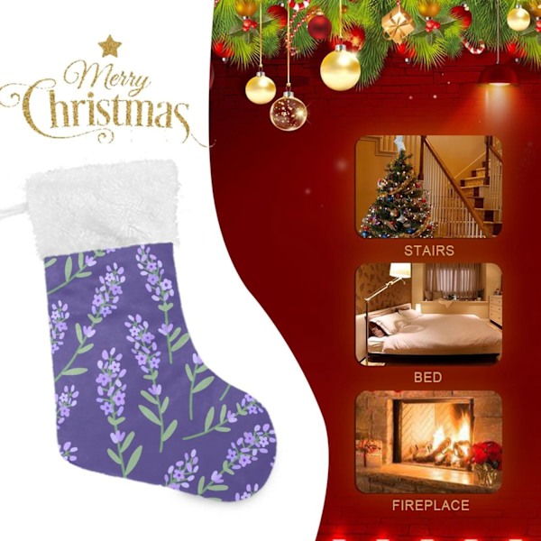 Julklapp, personliga julklappsstrumpor 2-pack Lavendel Lila 45,7 cm Julstrumpor Hängande Ornament Kamin för träddekoration 17.
